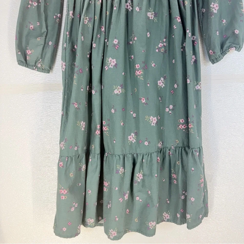 OshKosh Girls Floral Prairie Dress Size 8 Green Boho‎ Cottagecore